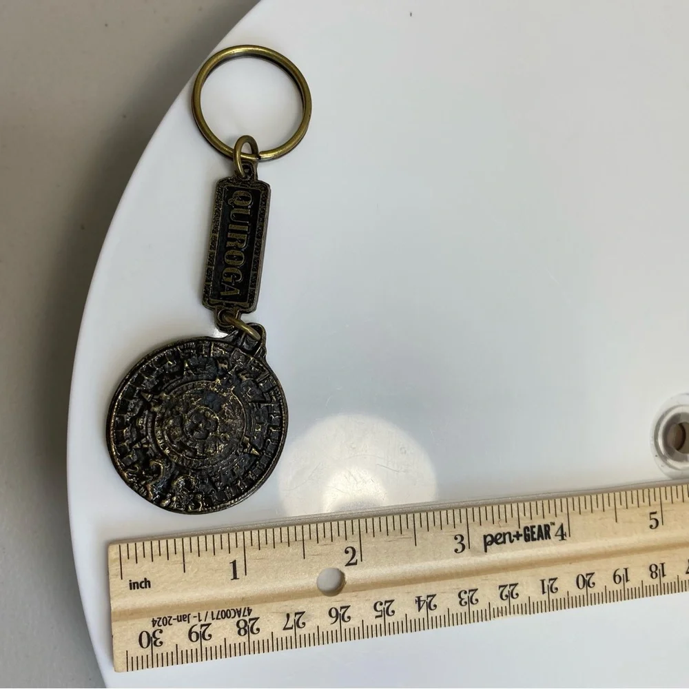 Aztec Mayan Native Brass Keychain Llavero Western Rodeo Cowboy Vaquero Southwest